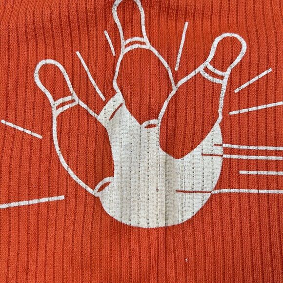 70s King Louie Double Knit Bowling Shirt Men’s Large Orange Short Sleeve 1/4 Zip - Picture 15 of 16